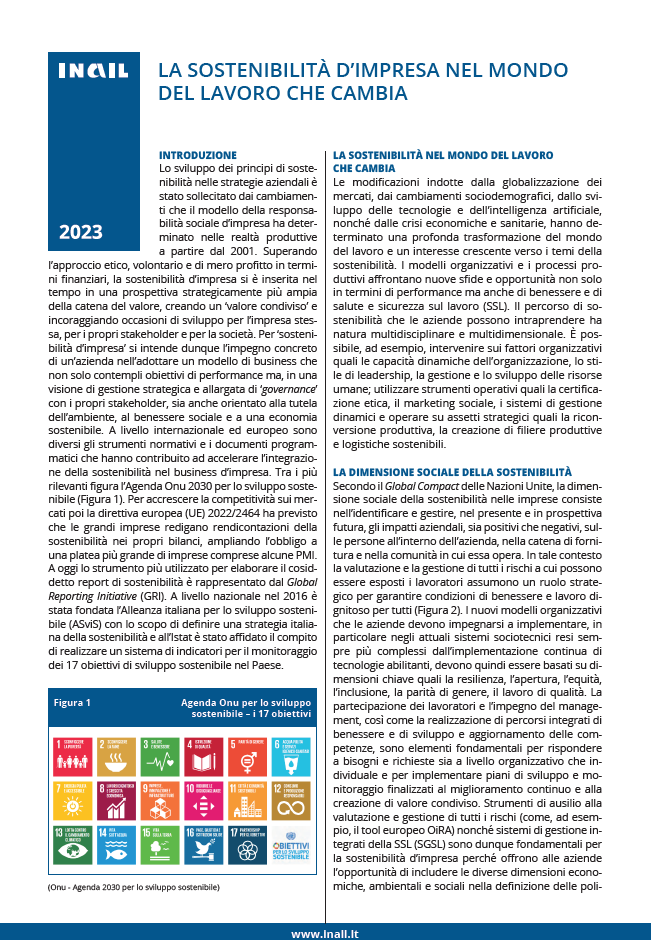 Sostenibilità d'impresa nel mondo del lavoro